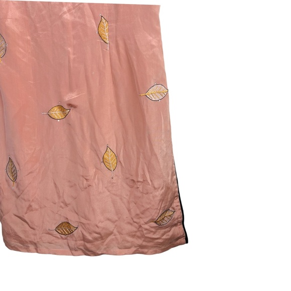 Vintage Handmade Pink Leaf Embroidered Dress - XS/S - Picture 4 of 7